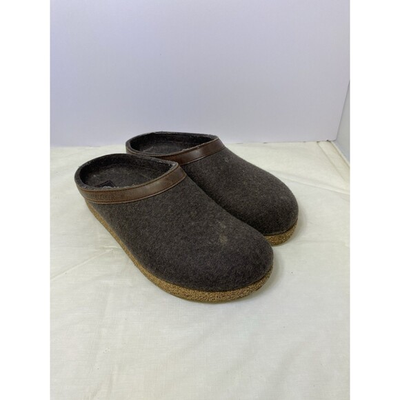 Haflinger Unisex Grizzly With Leather Slippers Clogs Gray Size 38 Women’s 7 - Picture 1 of 11